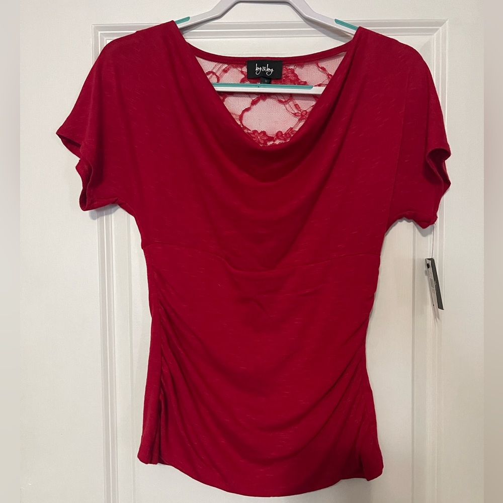 Dressy red with lace back top